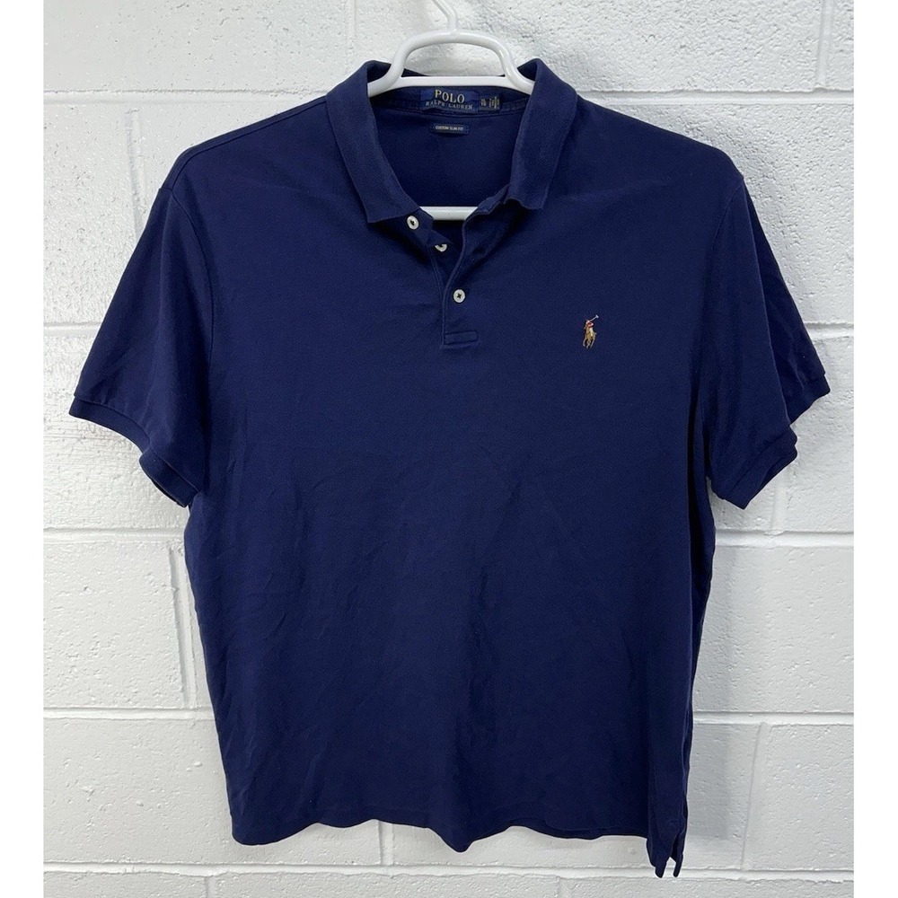 Polo Ralph Lauren Polo Shirt Blue Pima Soft Touch Custom Slim / Men's XL